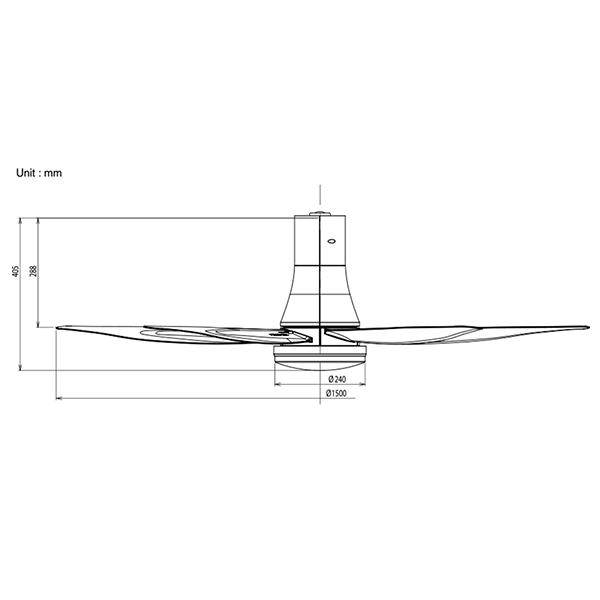 Bảng vẽ kỹ thuật của quạt trần có đèn Led Panasonic F‑60UFN