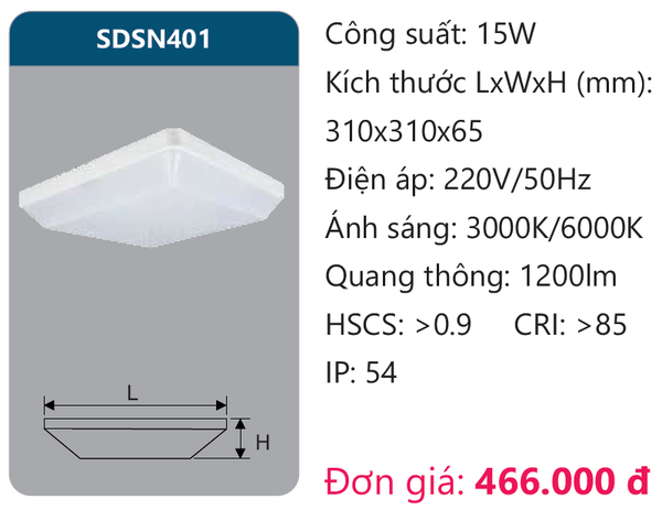 Đèn Led ốp trần chống thấm Duhal SDSN401