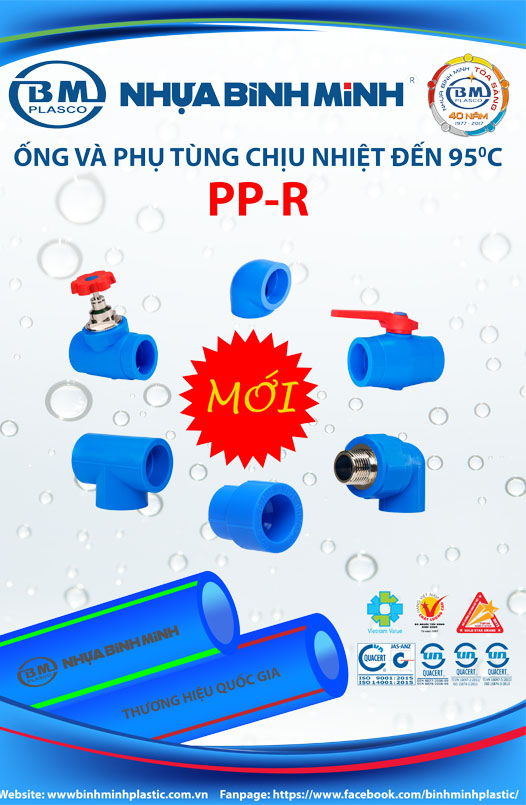 Poster thông tin sản phẩm ống và phụ tùng PP-R Nhựa Bình Minh sẽ được dán tại các cửa hàng bán sản phẩm Nhựa Bình Minh: